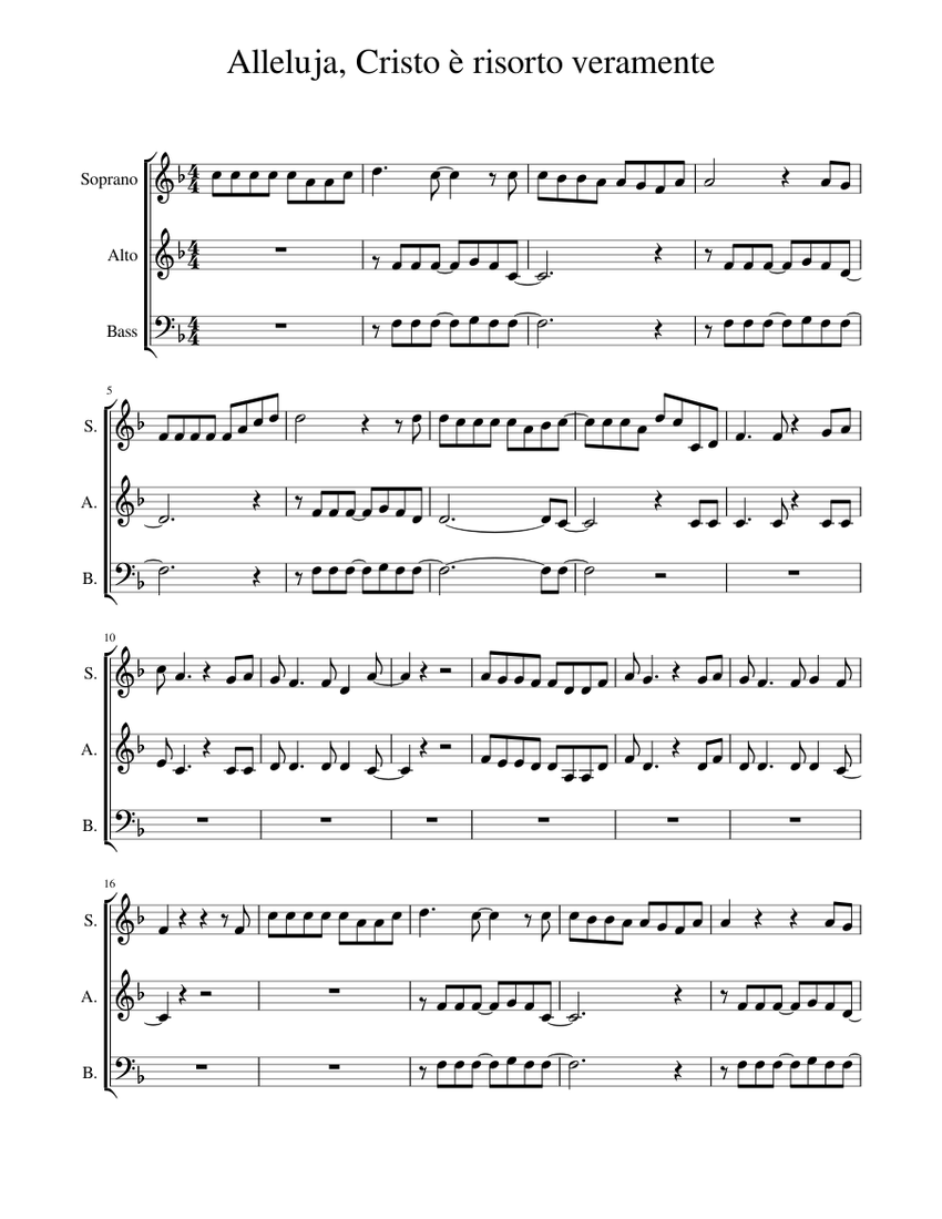 Alleluja, Cristo è risorto veramente Sheet music for Soprano, Alto, Bass  voice (Choral) | Musescore.com