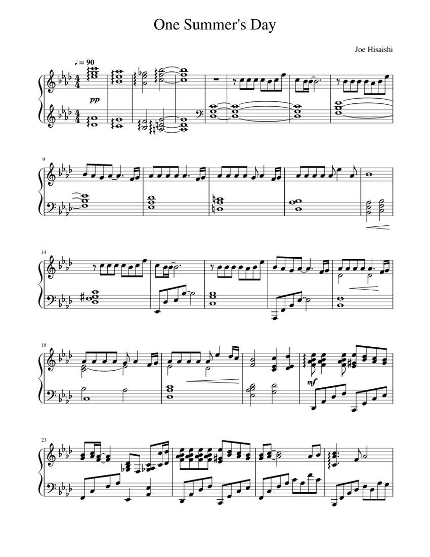 One Summer's Day OFFICIAL Sheet music for Piano (Solo) | Musescore.com