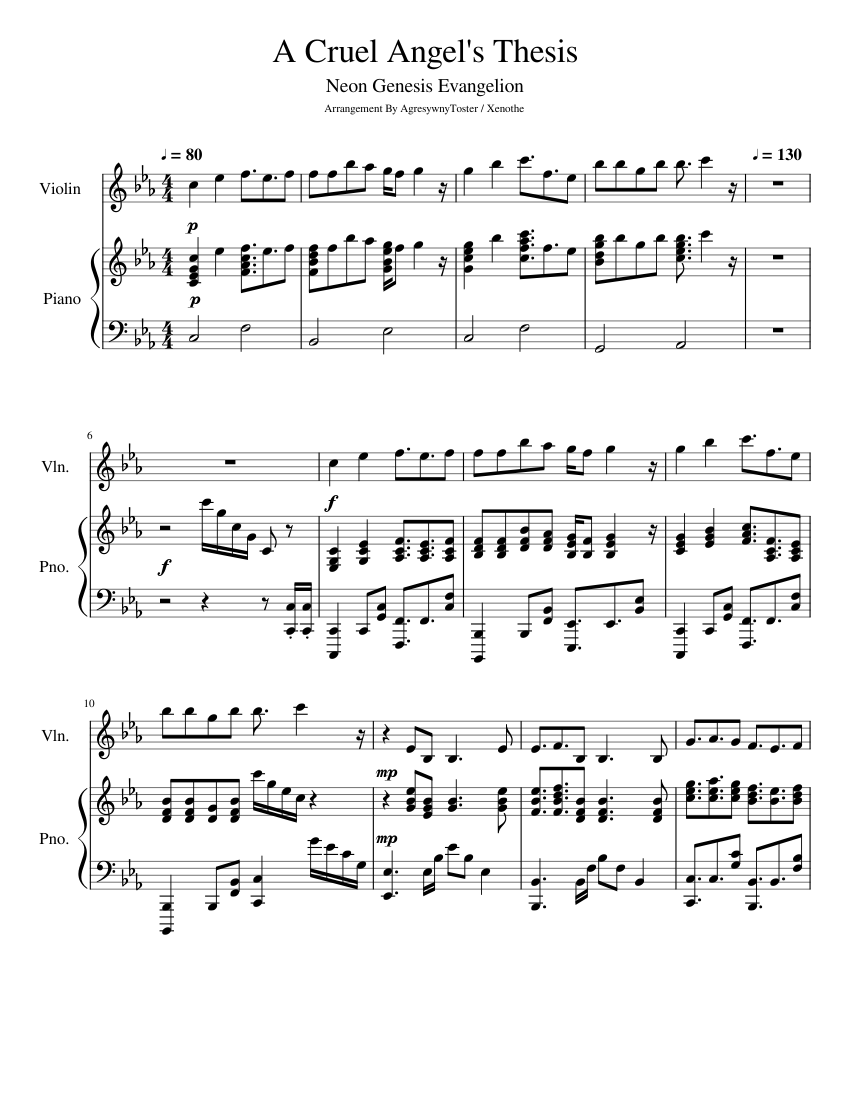 cruel angel's thesis chords piano