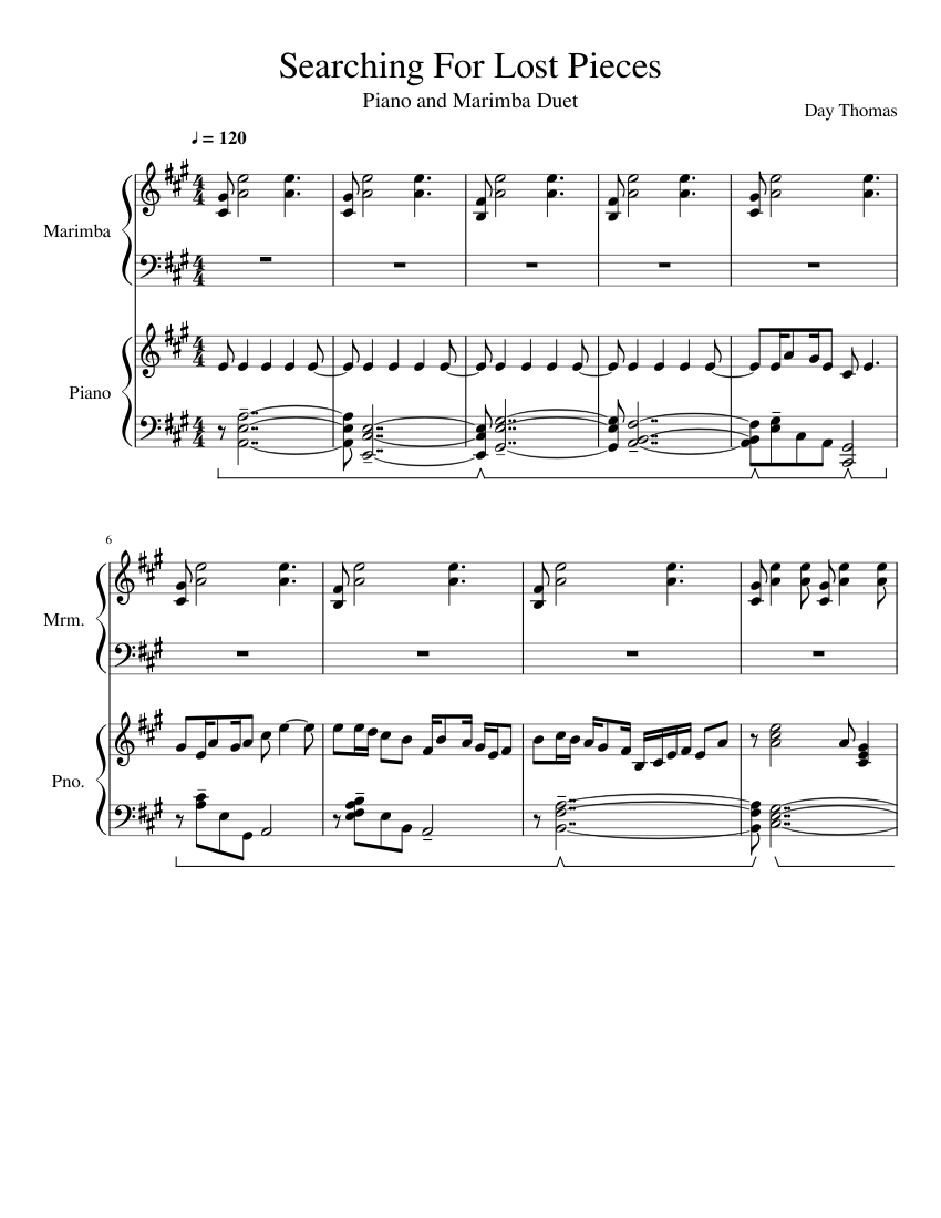 Searching For Lost Pieces Marimba and Piano Duet Sheet music for Piano
