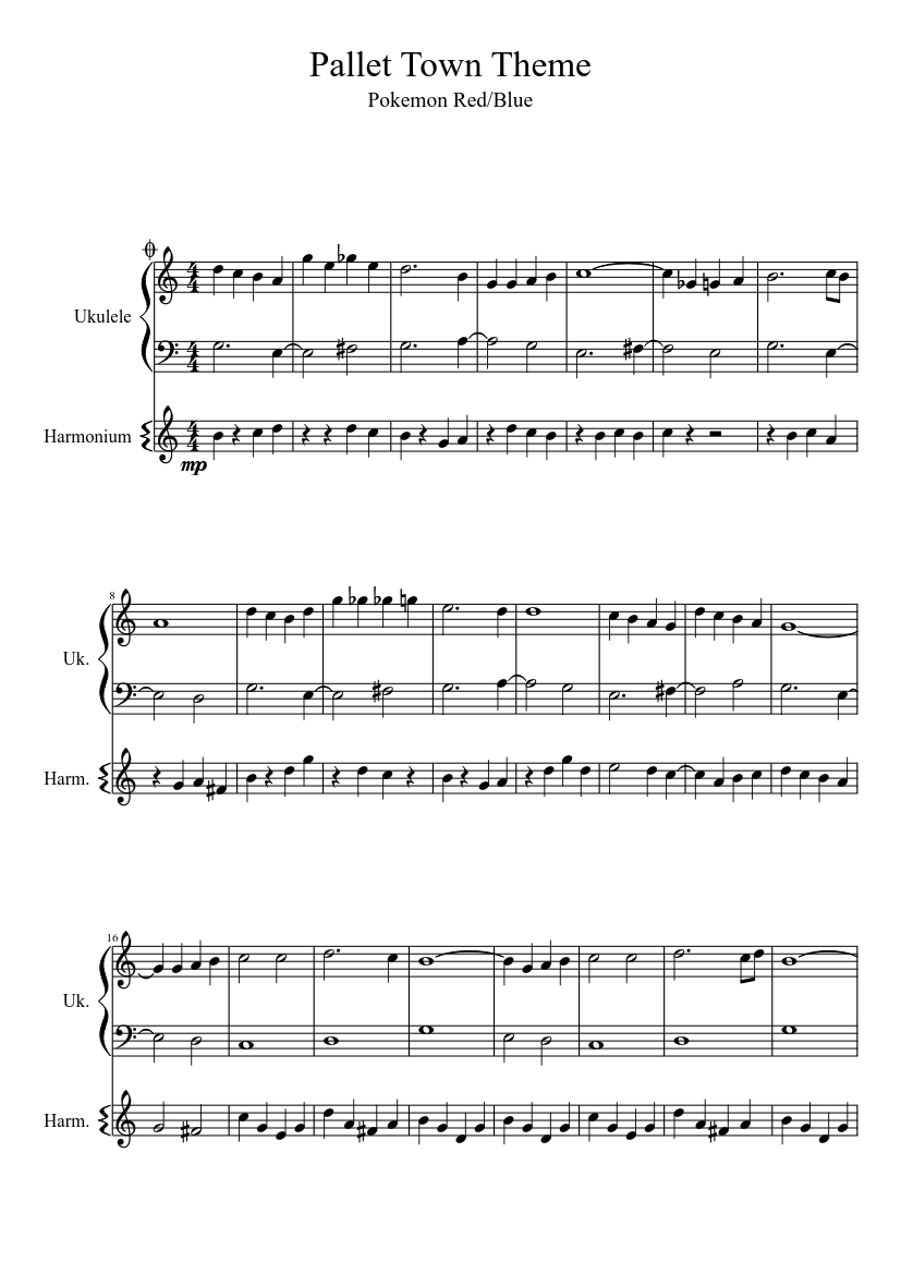 Town Theme Sheet music for Harmonium, Ukulele (Mixed Duet) | Musescore.com