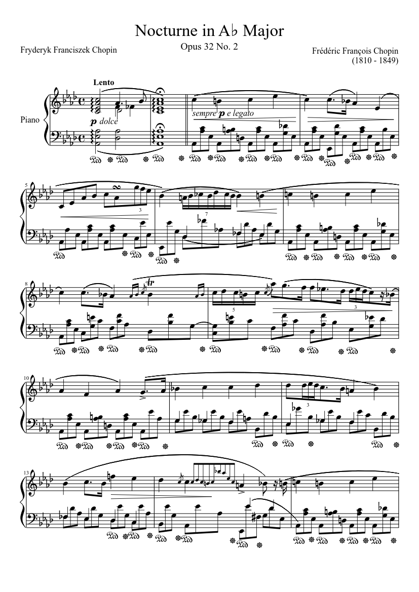 Nocturne Opus 32 No. 2 in A♭ Major Sheet music for Piano (Solo