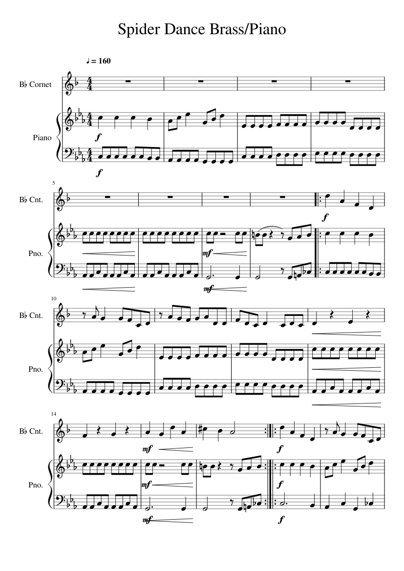 Spider Dance Trumpet/Cornet and Piano Sheet music for Piano, Cornet (Solo)  | Musescore.com