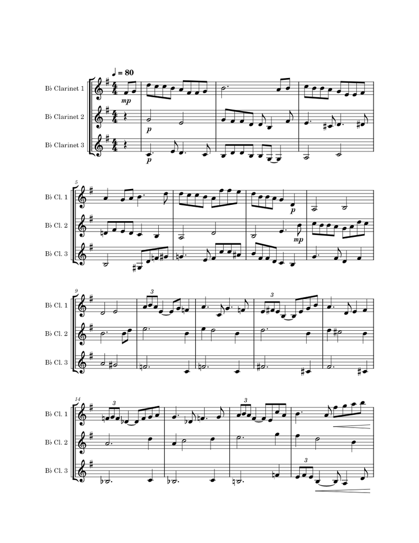 Clarinet Trio Sheet music for Clarinet in b-flat (Mixed Trio ...