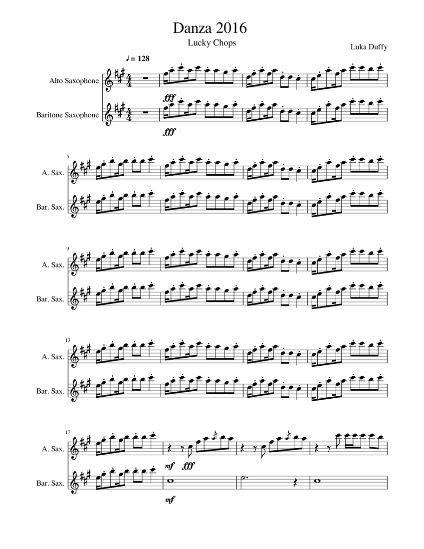 Danza 2016 Lucky Chops Sheet music for Saxophone alto, Saxophone