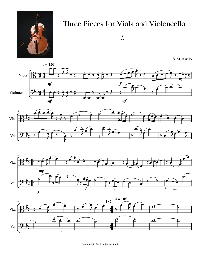 Three Pieces for Viola and Violoncello Sheet music for Viola, Cello ...