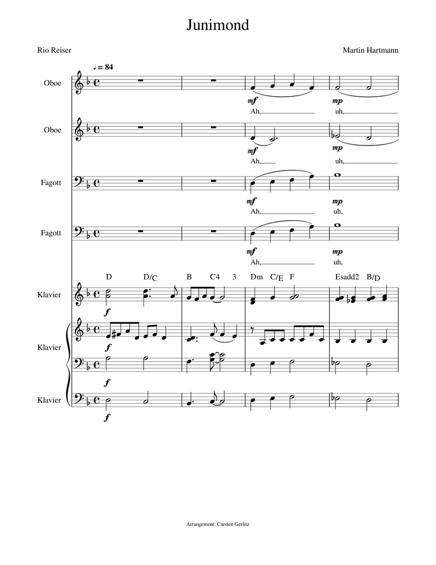 B-Major Allegro - Lang Nihonjin (from Cities: Skylines) Sheet music for  Piano, Flute, Oboe, Bassoon & more instruments (Mixed Ensemble)