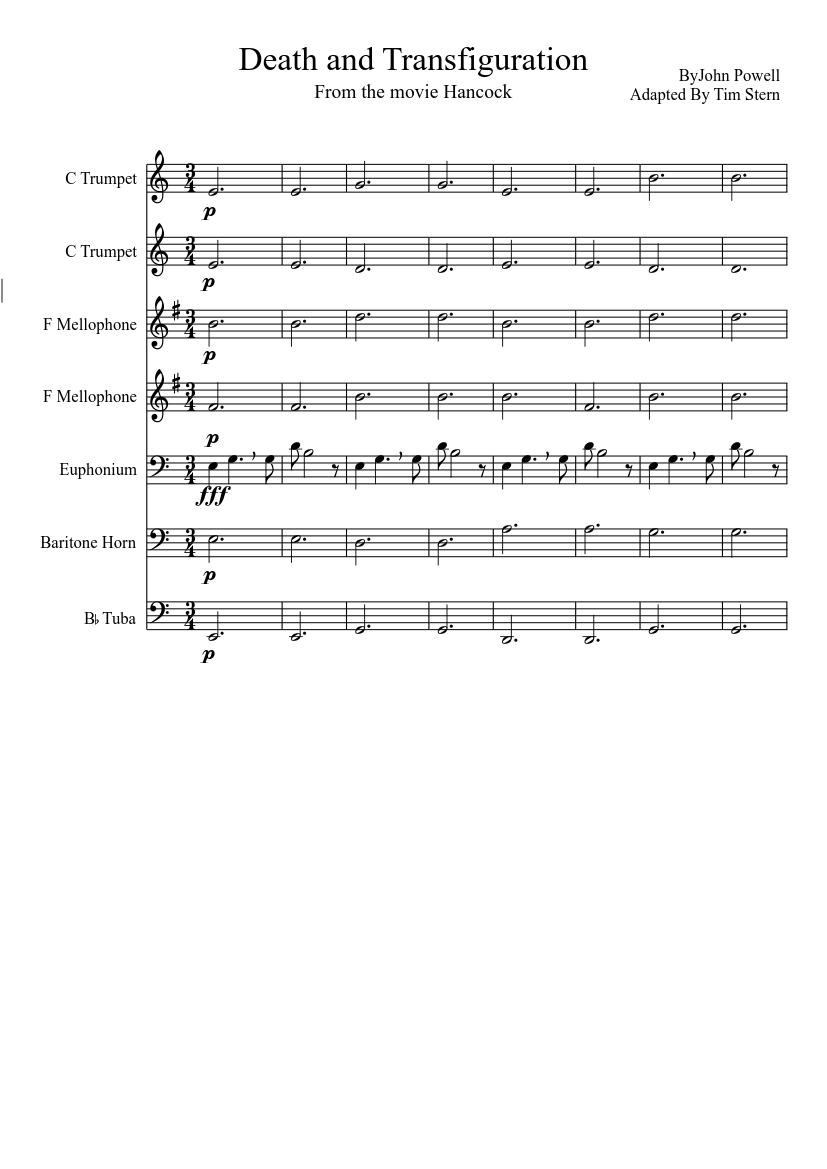 Death And Transfiguration Sheet Music For Tuba Trumpet Mixed Trio Download And Print In Pdf Or Midi Free Sheet Music Musescore Com