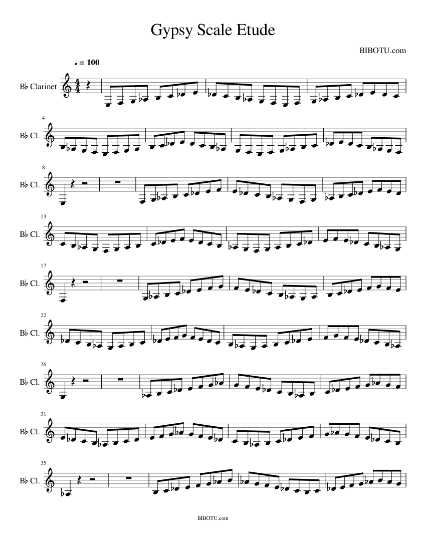 Eb Gypsy Scale For the Clarinet and Alto Sax Sheet music for Clarinet in b-flat, Saxophone alto, Violin (Mixed Trio) | Musescore.com