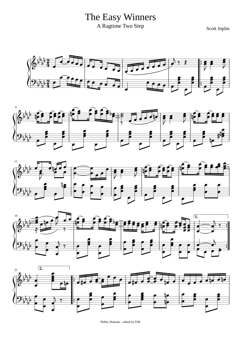 The Easy Winners Sheet music for Piano (Solo) | Musescore.com