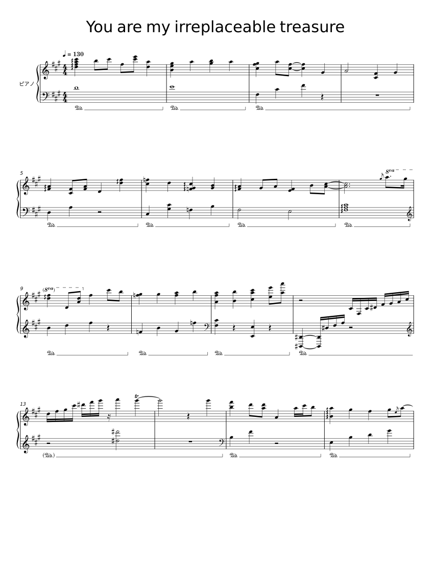 You are my irreplaceable treasure Sheet music for Piano (Solo ...