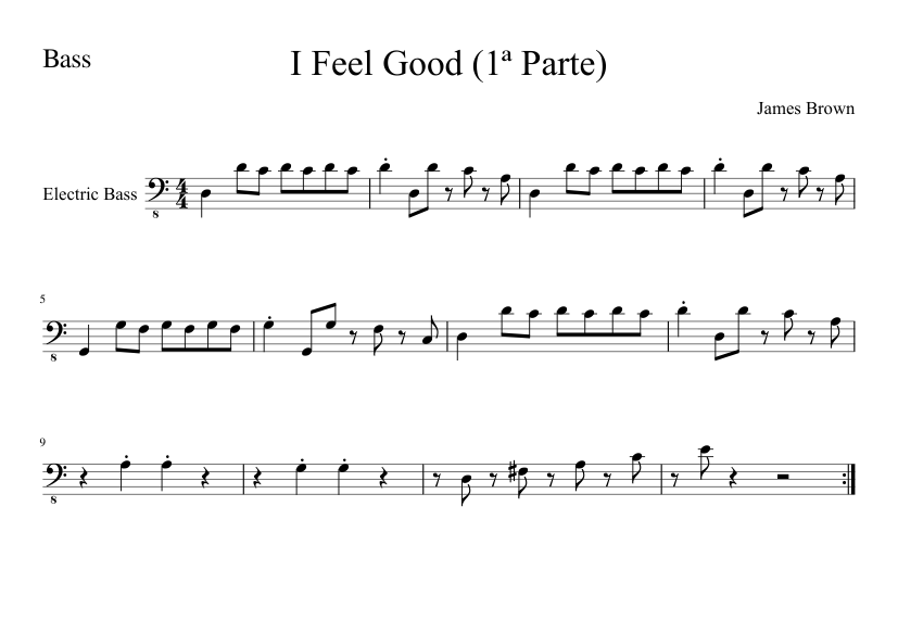 I Feel Good-Bass Line (Part One) Sheet music for Bass guitar (Solo) |  Musescore.com