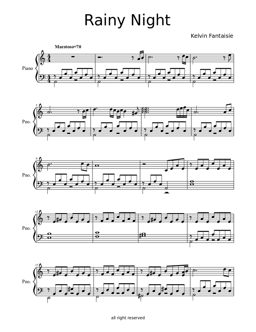 Rainy Night Sheet music for Piano (Solo) | Musescore.com