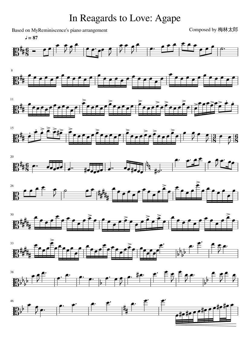 In Reagards to Love: Agape Sheet music for Piano, Viola (Solo) |  Musescore.com