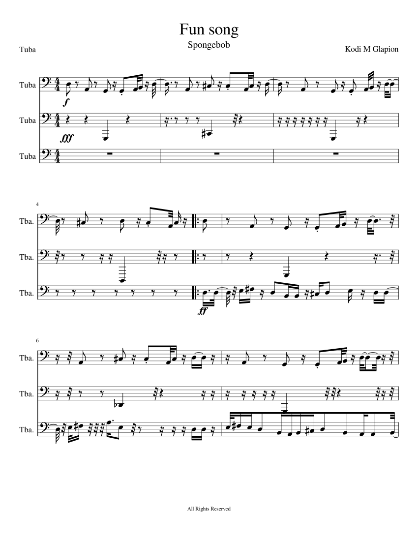 Fun song Sheet music for Tuba (Mixed Trio) Download and print in PDF