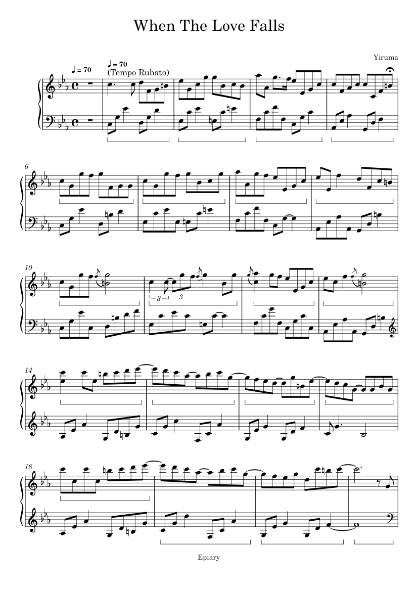 When The Love Falls Sheet music for Piano (Solo)