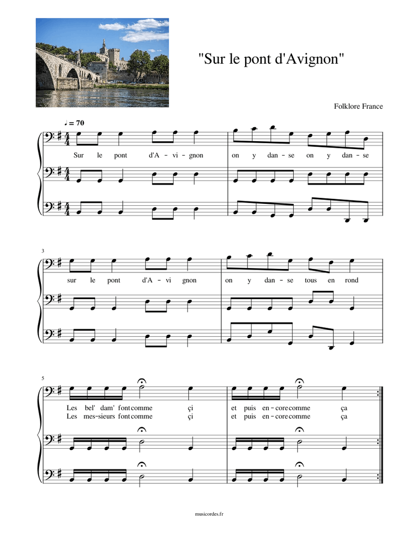 Sur Le Pont D Avignon Text