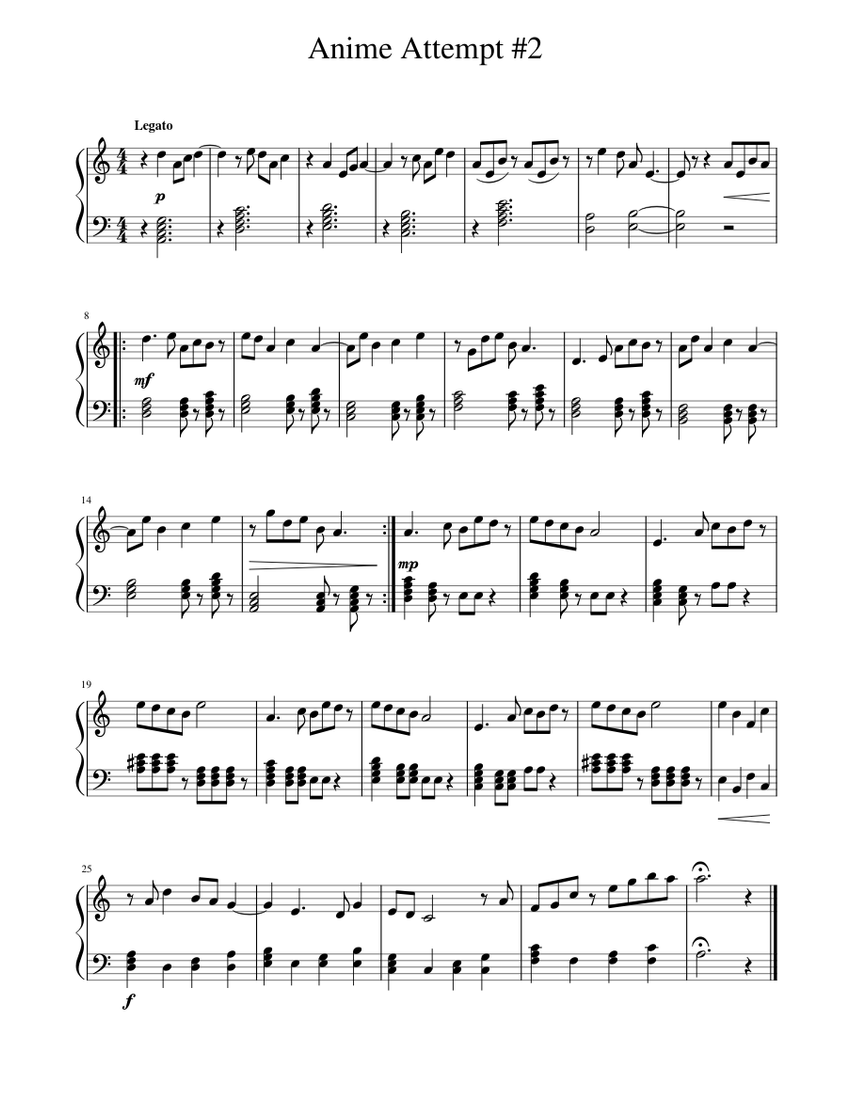 Anime Song Original Sheet music for Piano (Solo) Easy | Musescore.com