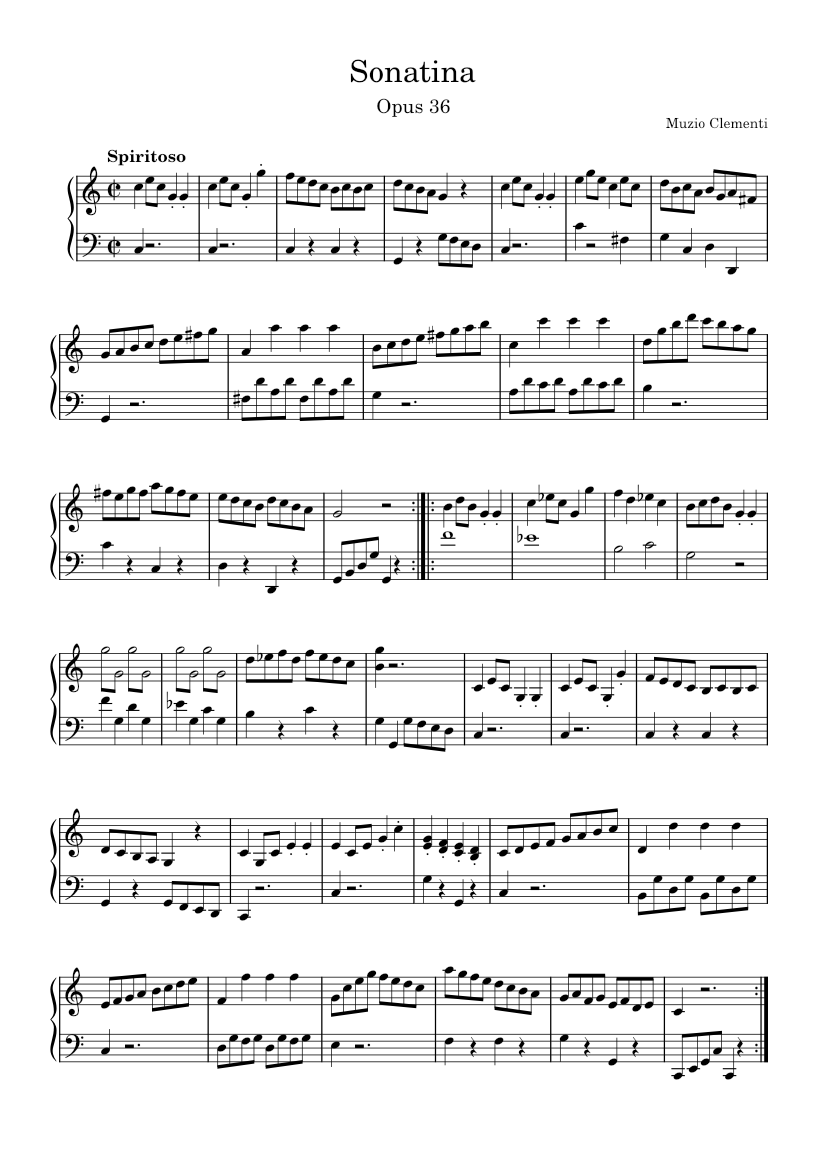 Sonatina, Op. 36 No. 1 (1st movement) Sheet Music for Piano (Solo) Easy ...
