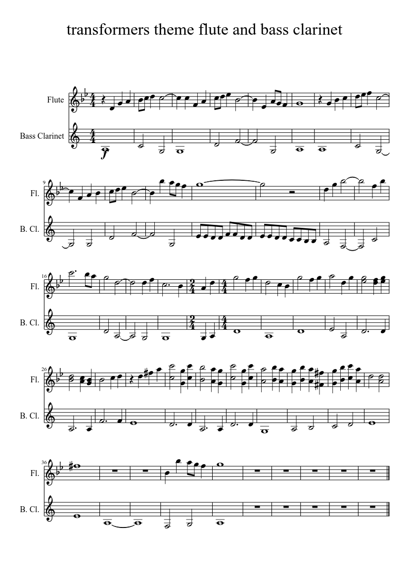 transformers theme Sheet music for Flute (Solo) | Musescore.com