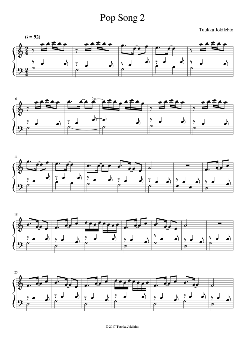 verwennen vermomming Wetland Pop Song 2 Sheet music for Piano (Solo) | Musescore.com