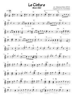 Free La Cintura by Alvaro Soler sheet music | Download PDF or print on  Musescore.com