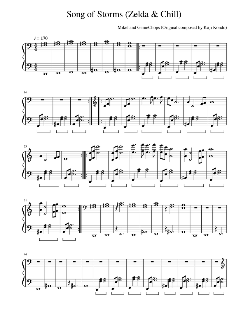 Song Of Storms Zelda Chill Sheet Music For Piano Solo Download And Print In Pdf Or Midi Free Sheet Music For The Legend Of Zelda Ocarina Of Time Song