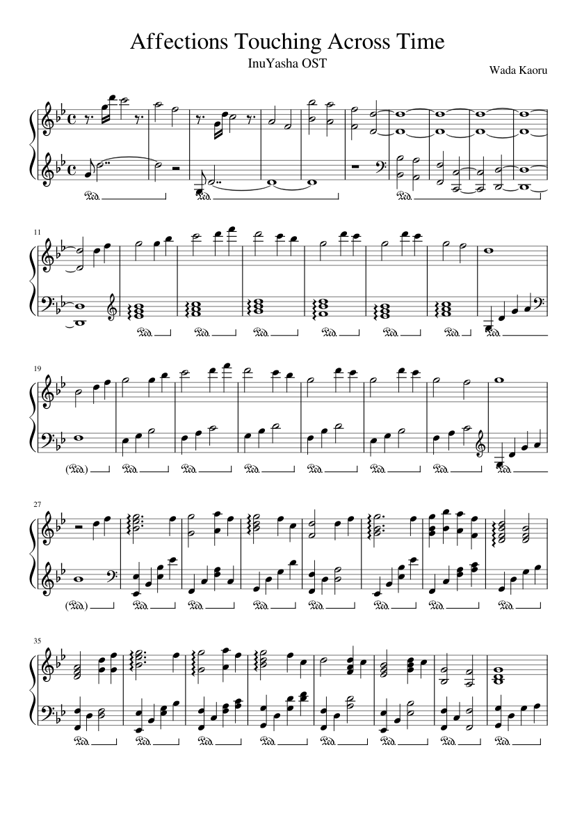 Affections Touching Across Time (InuYasha OST) Sheet music for Piano (Solo)  | Musescore.com