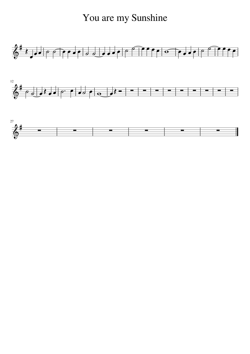 You are my Sunshine Sheet music for Violin (Solo) | Musescore.com
