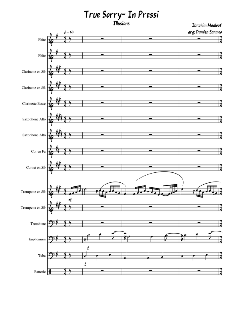 True Sorry In Pressi Sheet Music For Trumpet In B Flat Trombone Flute Drum Group More Instruments Orchestras Musescore Com Ibrahim maalouf made his long awaited return to lebanon with a special performance at the byblos international festival! true sorry in pressi sheet music for
