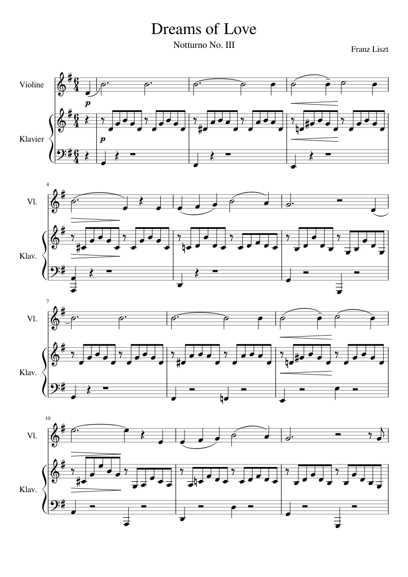 Dreams of Love Sheet music for Piano, Violin (Solo) | Musescore.com