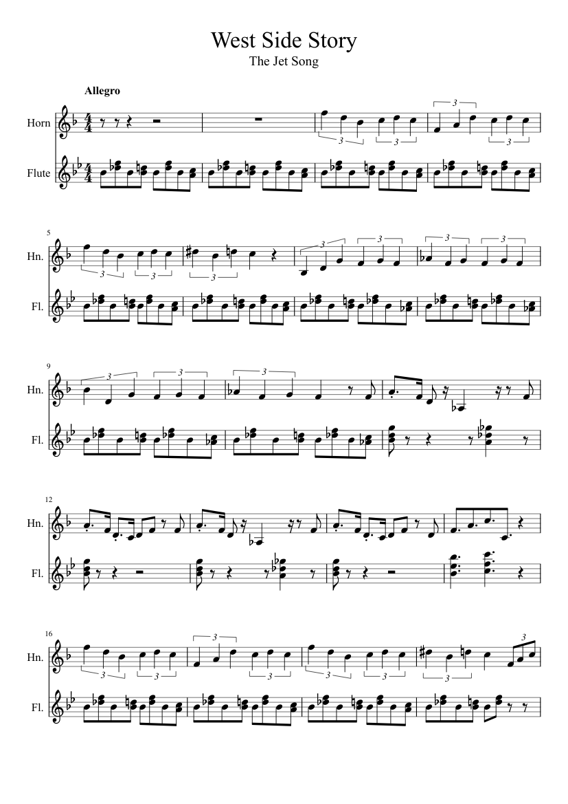 West Side Story; Sheet music for Flute | Musescore.com