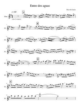 Free entre dos aguas by Paco de Lucía sheet music | Download PDF or print  on Musescore.com