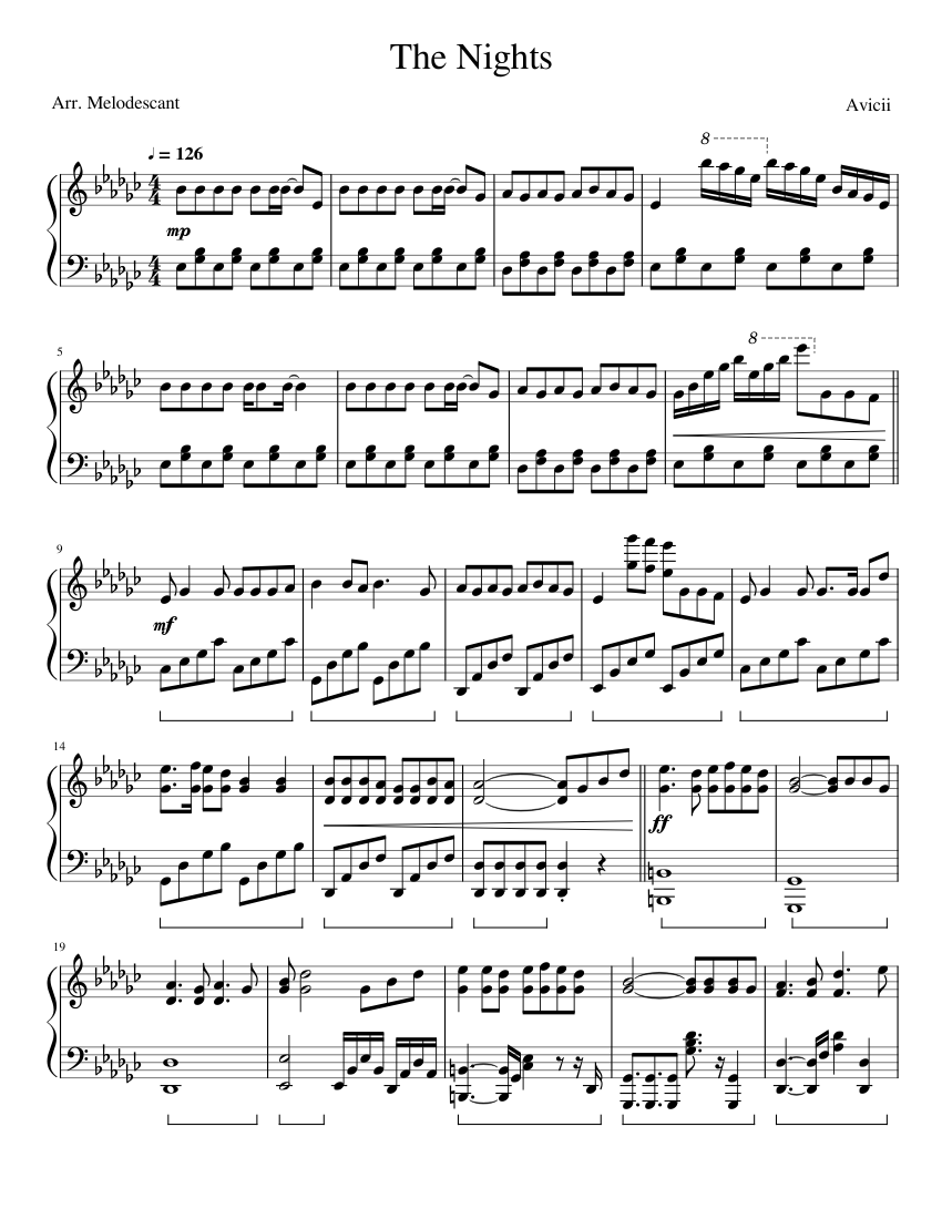 The Nights - Avicii Sheet Music For Piano (Solo) | Musescore.com