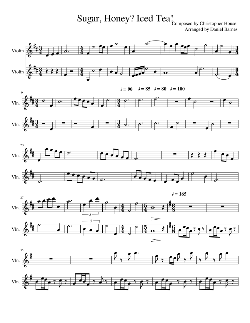 Sugar Honey Sheet Music For Violin String Duet Download And Print In Pdf Or Midi Free Sheet Music Musescore Com