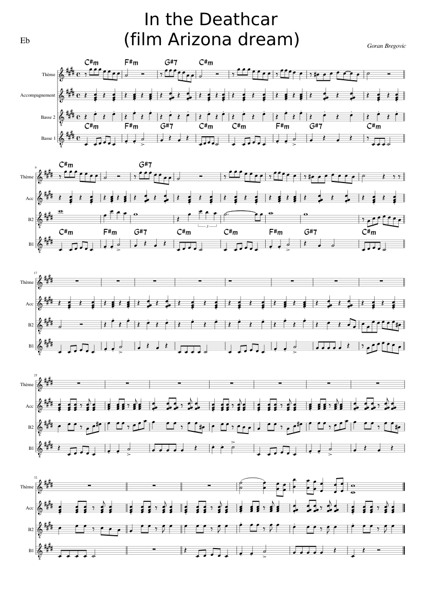 arizona dream Sheet music for Trombone, Saxophone alto, Saxophone baritone,  Trumpet in b-flat (Mixed Quartet) | Musescore.com