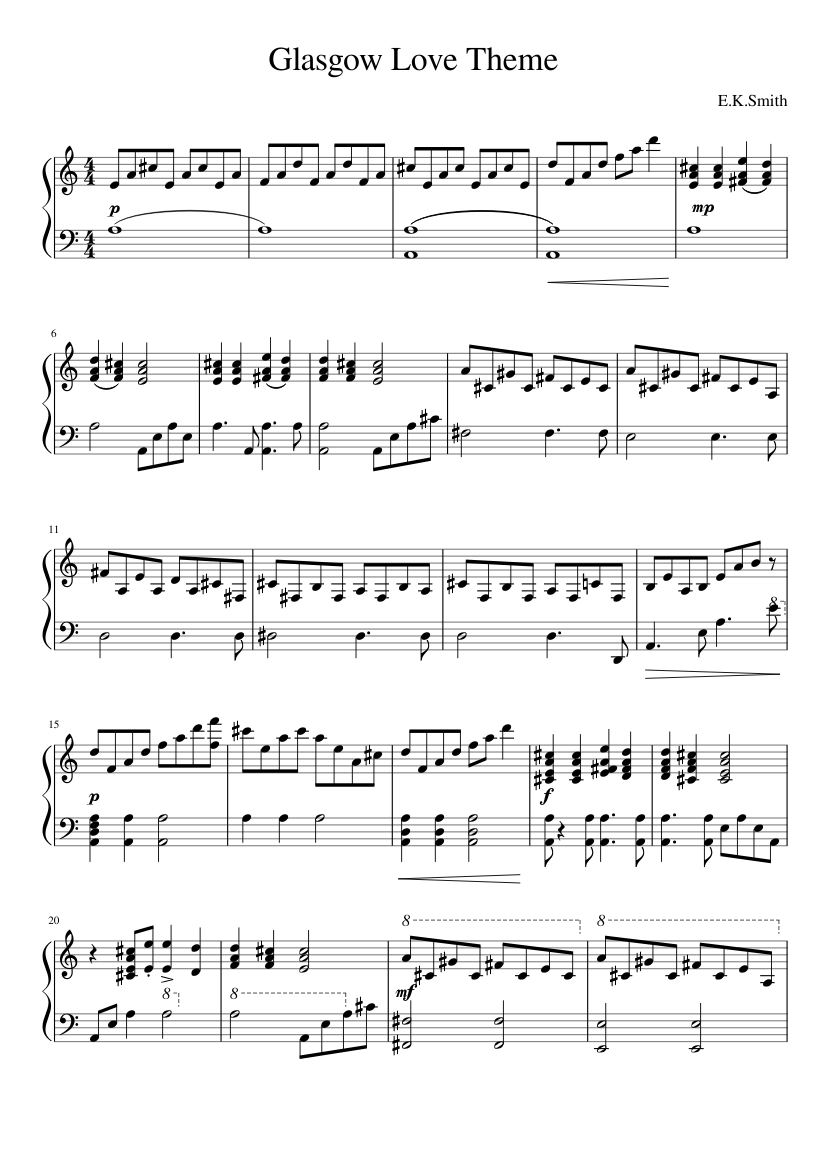 Glasgow Love Theme Sheet music for Piano (Solo) | Musescore.com