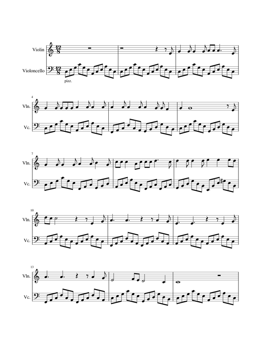 Hallelujah Sheet music for Violin, Cello (String Duet) | Musescore.com