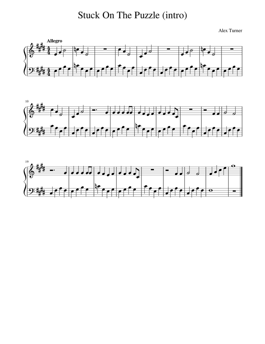 Stuck On The Puzzle(Intro) Sheet music for Piano (Solo) | Musescore.com