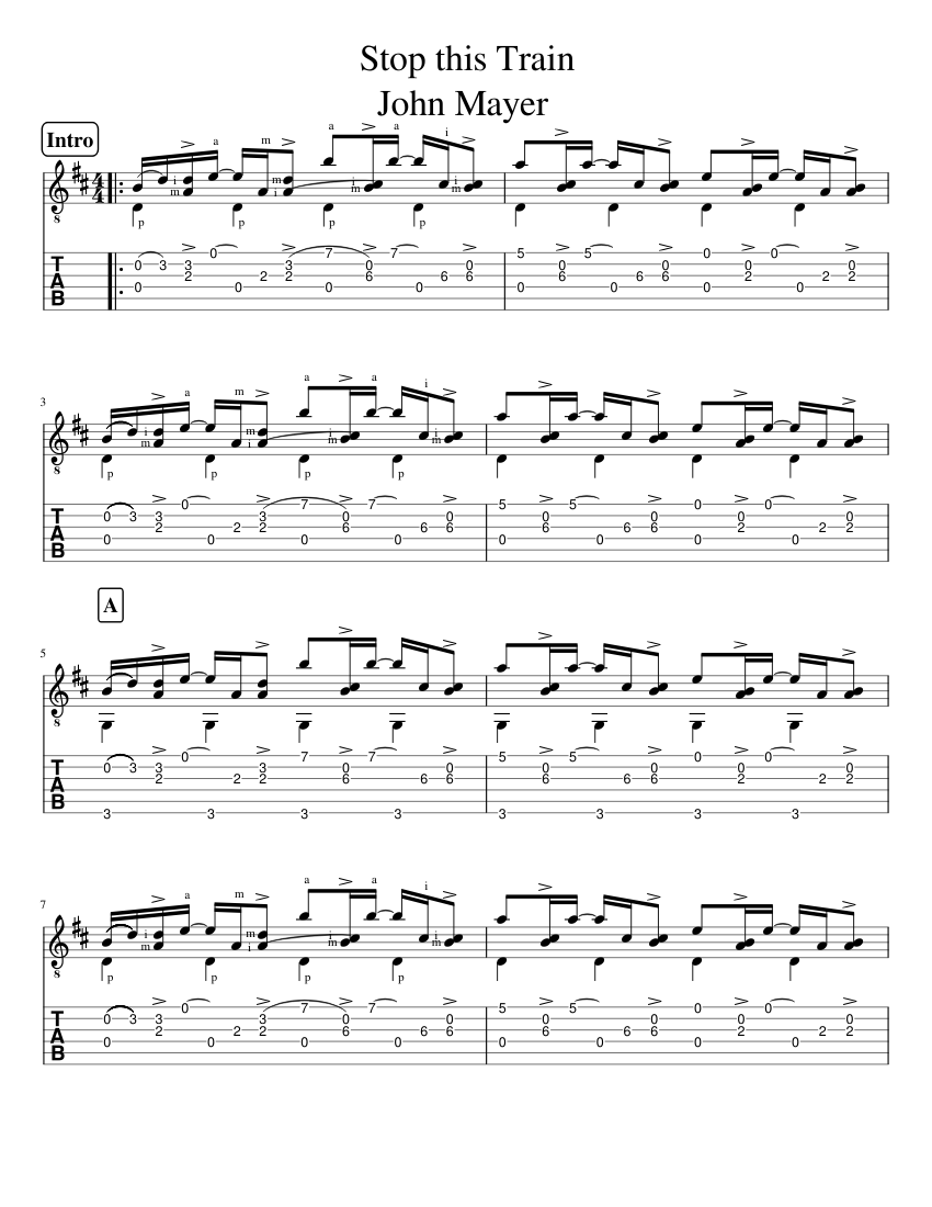 Stop this train/John Mayer Sheet music for Guitar (Solo) | Musescore.com