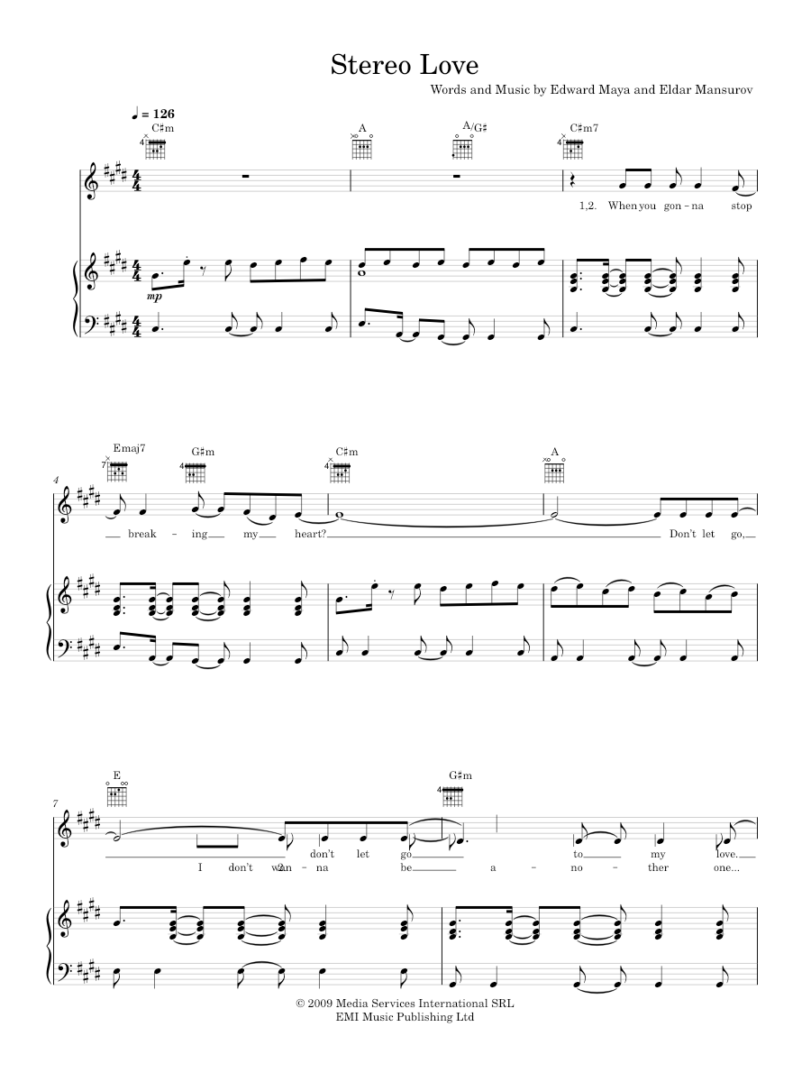 Play Official version of Stereo love Sheet Music by Edward Maya for