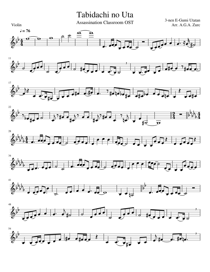 Tabidachi No Uta Sheet Music For Violin Solo Musescore Com