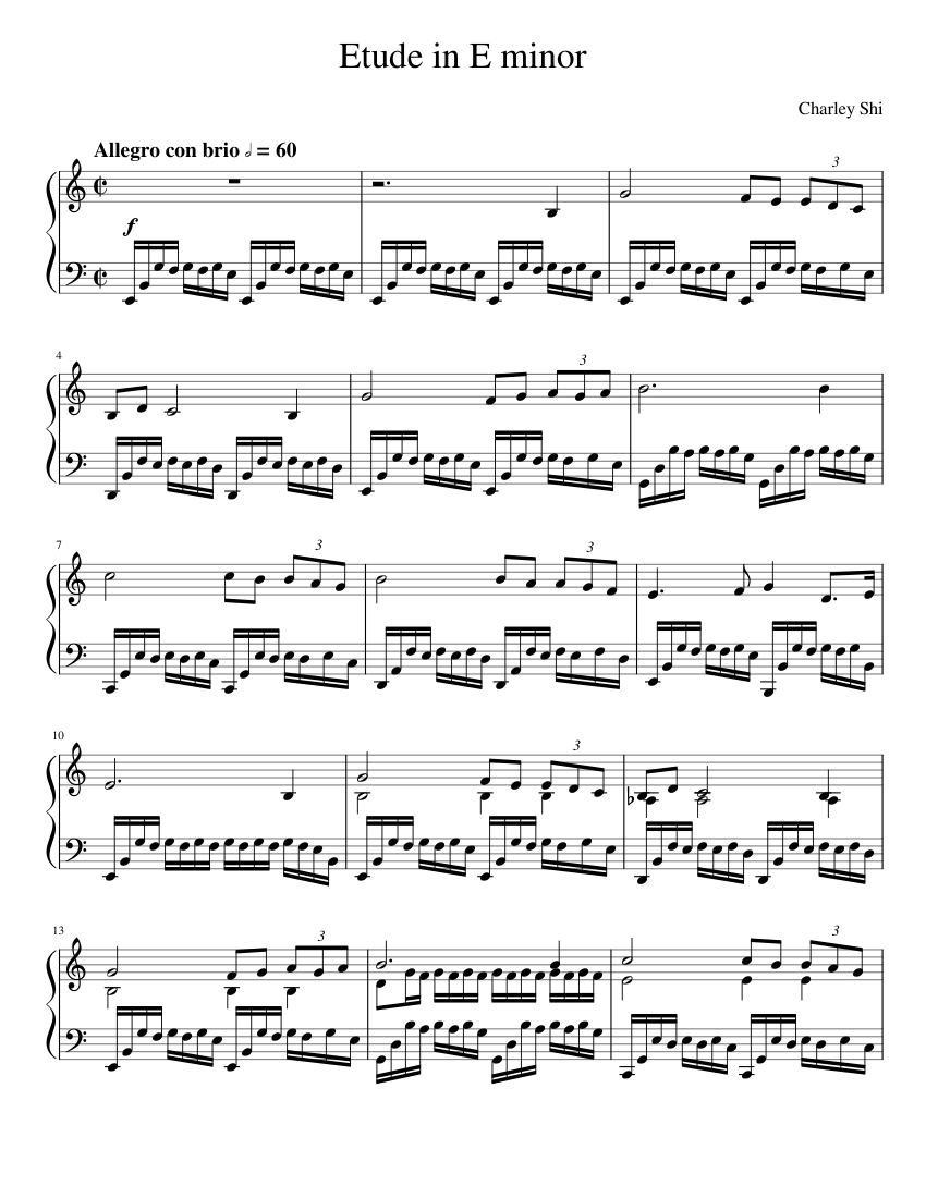 Etude in E minor Sheet music for Piano (Solo) | Musescore.com