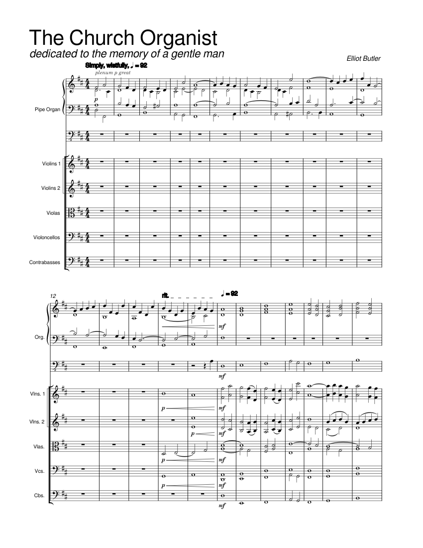The Church Organist – Elliot Butler Sheet music for Organ, Strings ...