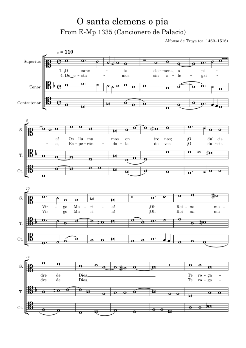 O santa clemens o pia - Alfonso de Troya Sheet music for Soprano, Alto