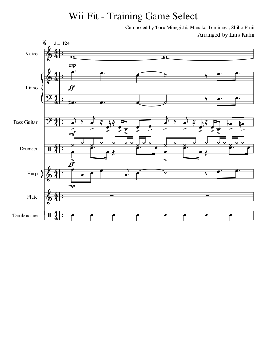 Wii Fit - Training Game Select Sheet music for Piano, Vocals, Tambourine,  Flute & more instruments (Mixed Ensemble) | Musescore.com