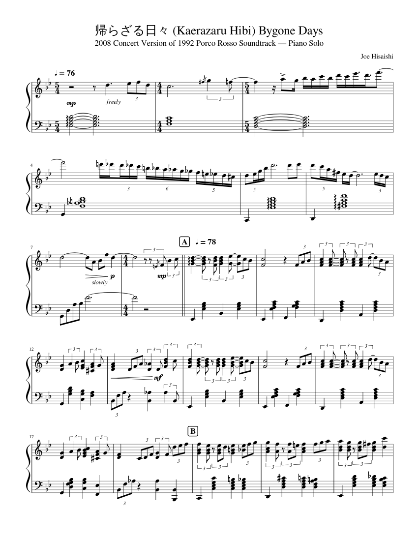 The Bygone Days (2008 Concert Version) Sheet music for Piano (Solo) |  Musescore.com
