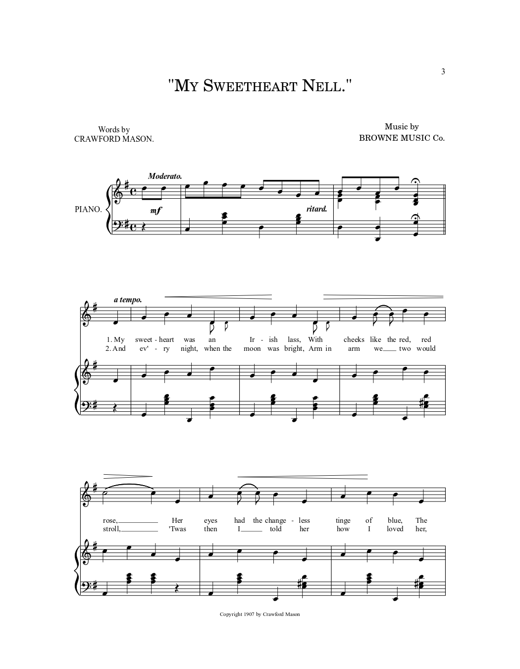MY SWEETHEART NELL." Sheet music for Piano (Solo) | Musescore.com