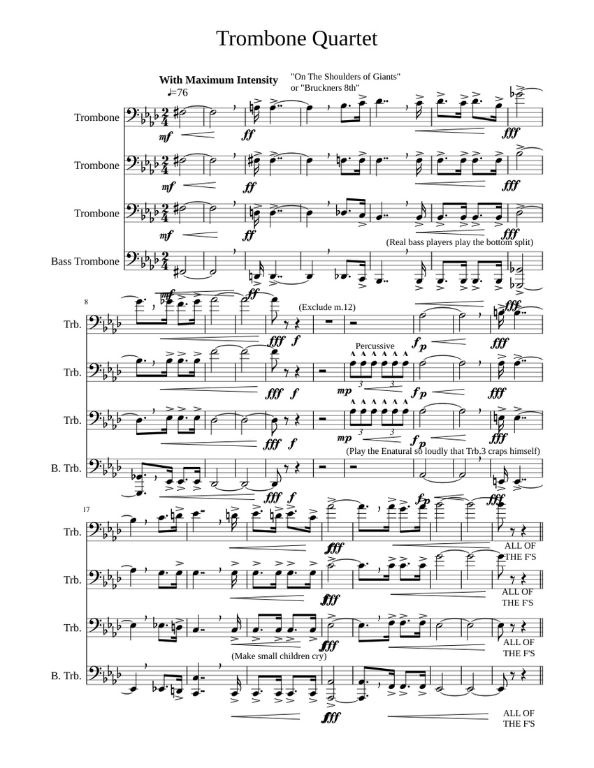 Worlds Coolest Trombone Quartet Sheet music for Trombone (Mixed Trio ...