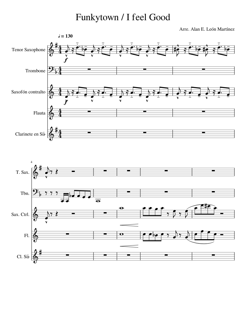 Funkytown / I feel Good Sheet music for Trombone (Solo) | Download and ...
